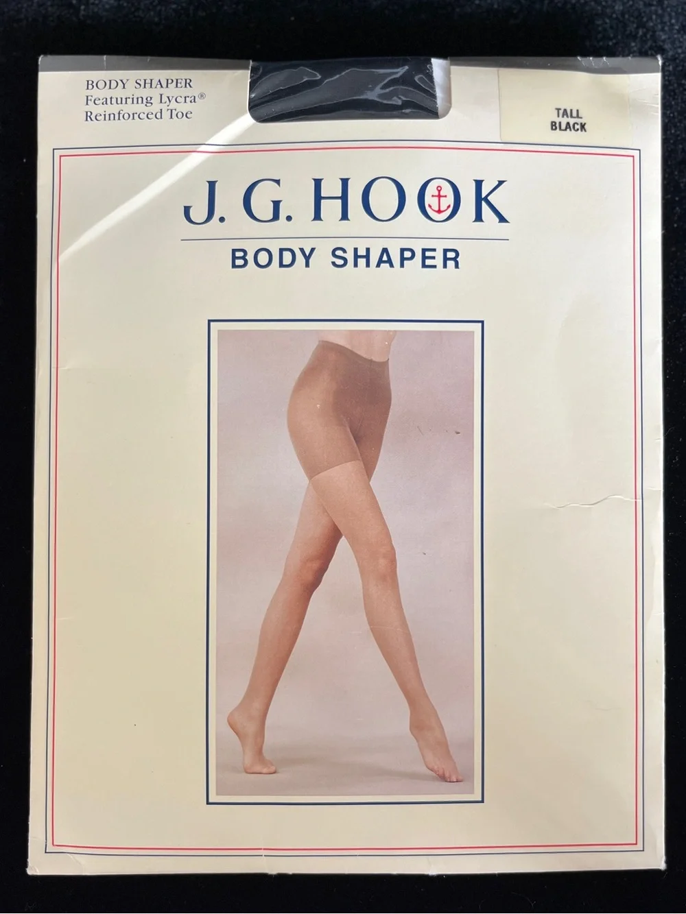 Vintage 1980s J G Hook Pantyhose Body Shaper Sheer Toe Tall Black